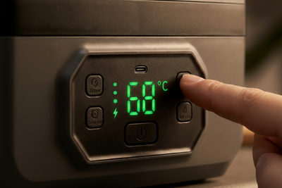 Heated lunchbox control panel with enhanced lighting